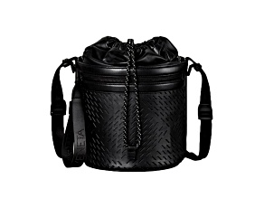 Bottega Veneta Perforated Black Leather Drawstring Bucket Crossbody Bag
