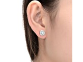 Clear Cubic Zirconia, Rhodium Plated over Sterling Silver Halo Stud Earrings