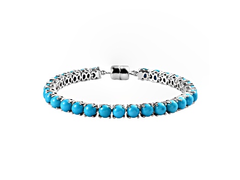 Sterling Silver Round Sleeping Beauty Turquoise Bracelet