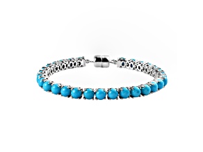 Sterling Silver Round Sleeping Beauty Turquoise Bracelet