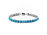 Sterling Silver Round Sleeping Beauty Turquoise Bracelet