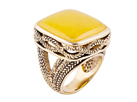 Barse Jewelry Yellow Agate Gold Tone Statement Ring