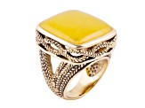 Barse Jewelry Yellow Agate Gold Tone Statement Ring