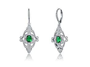 Colored Cubic Zirconia, Rhodium Plated over Sterling Silver Earrings