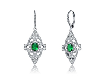 Picture of Colored Cubic Zirconia, Rhodium Plated over Sterling Silver Earrings