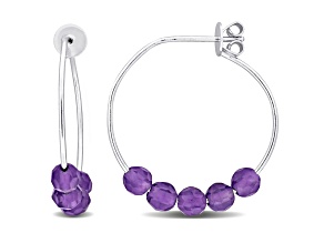 1.50ctw Amethyst Bead Hoop Earrings in Sterling Silver
