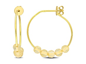 0.88ctw Citrine Bead Hoop Earrings in 18K Yellow Gold Over Sterling Silver