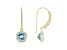 Judith Ripka 4.5ctw Round Blue Topaz 14k Gold Clad Solitaire Dangle Earrings