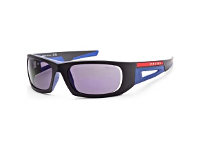 Prada Men's Linea Rossa 59mm Matte Black/Blue Sunglasses|PS-02YS-16G05U