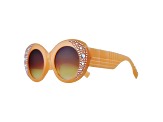 Beige Crystal Oval Frame Sunglasses