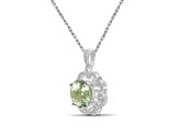 Green Prasiolite And White Diamond Sterling Silver Pendant With Chain 2.62ctw