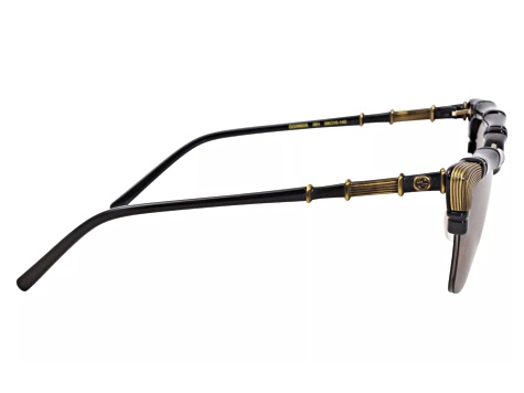 Gucci Black and Gold Tone Frame / Dark Brown Lens Sunglasses  display picture 1