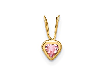 Picture of 14K Yellow Gold Pink Cubic Zirconia Heart Pendant