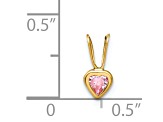 14K Yellow Gold Pink Cubic Zirconia Heart Pendant