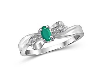 Picture of Green Emerald Rhodium Over Sterling Silver Ring 0.30ctw