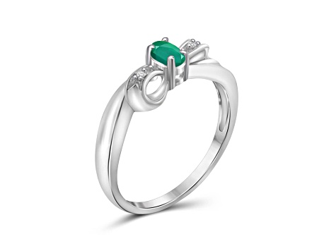 Green Emerald Rhodium Over Sterling Silver Ring 0.30ctw