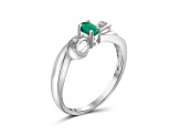 Green Emerald Rhodium Over Sterling Silver Ring 0.30ctw