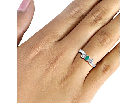 Green Emerald Rhodium Over Sterling Silver Ring 0.30ctw