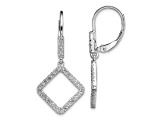 Rhodium Over 14K White Gold Lab Grown Diamond SI1/SI2, G H I, Square Leverback Earring