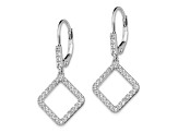 Rhodium Over 14K White Gold Lab Grown Diamond SI1/SI2, G H I, Square Leverback Earring