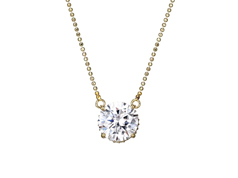 White Cubic Zirconia 18k Yellow Gold Over Sterling Silver Solitaire Necklace 6.05ctw