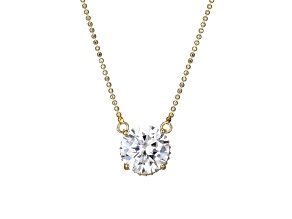 White Cubic Zirconia 18k Yellow Gold Over Sterling Silver Solitaire Necklace 6.05ctw