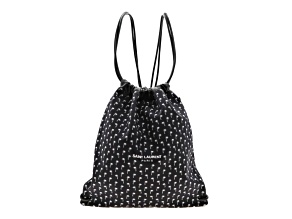 Saint Laurent Teddy Black Canvas Palm Drawstring Backpack