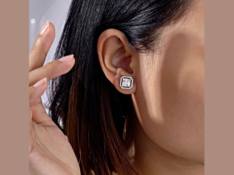 White Cubic Zirconia Platinum Over Sterling Silver Asscher Cut Earrings 4.30ctw