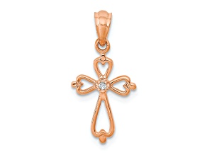 10k Rose Gold Diamond Accented Cross Pendant