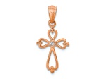 10k Rose Gold Diamond Accented Cross Pendant