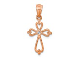 10k Rose Gold Diamond Accented Cross Pendant