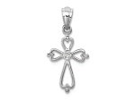 Rhodium Over 10k White Gold Diamond Accented Cross Pendant