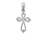 Rhodium Over 10k White Gold Diamond Accented Cross Pendant