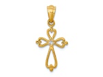 10k Yellow Gold Diamond Accented Cross Pendant