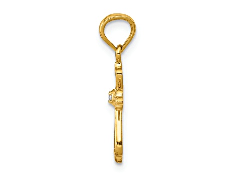 10k Yellow Gold Diamond Accented Cross Pendant