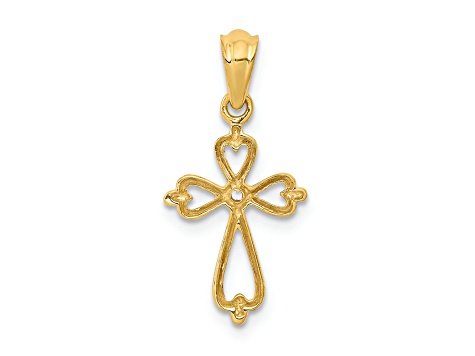 10k Yellow Gold Diamond Accented Cross Pendant