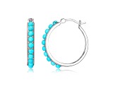 Blue Turquoise Platinum Over Sterling Silver Hoop Earrings