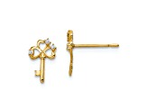 14k Yellow Gold Cubic Zirconia Key Post Earrings