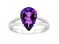 12x8mm Pear Shape Amethyst Rhodium Over Sterling Silver Ring