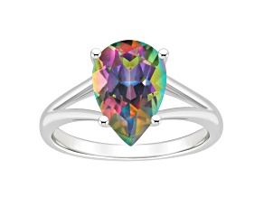 12x8mm Pear Shape Mystic Topaz Rhodium Over Sterling Silver Ring