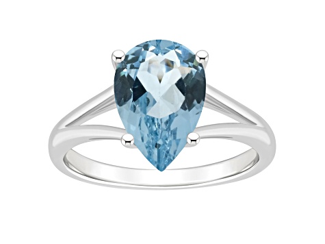 12x8mm Pear Shape Sky Blue Topaz Rhodium Over Sterling Silver Ring