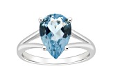 12x8mm Pear Shape Sky Blue Topaz Rhodium Over Sterling Silver Ring