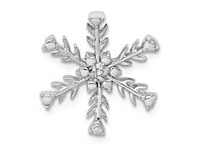 Rhodium Over 14k White Gold Diamond Snowflake chain slide