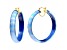 14K Yellow Gold Over Sterling Silver Large Iridescent Acrylic Hoops in Blue