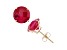 1Lab Created Ruby Round 10K Yellow Gold Stud Earrings, 4.6ctw
