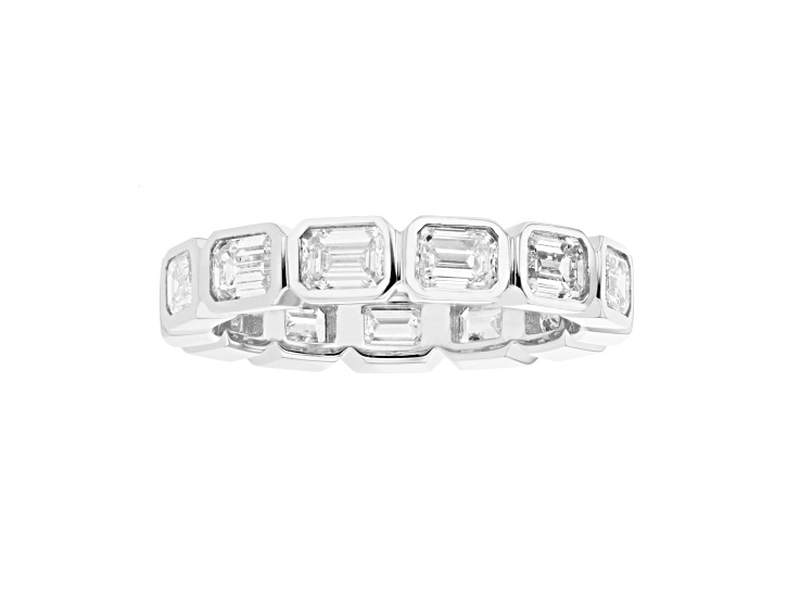 2.75ctw Lab Grown Emerald Cut Bezel Set Eternity Band in 14k White Gold ...