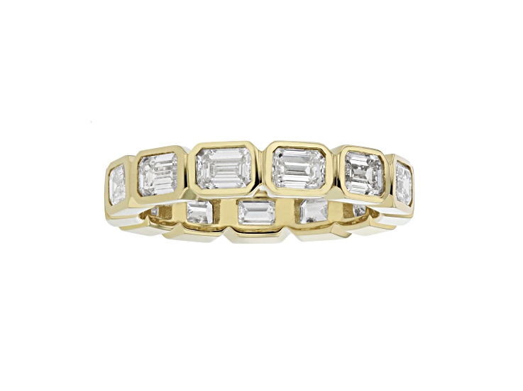 2.75ctw Lab Grown Emerald Cut Bezel Set Eternity Band in 14k Yellow ...
