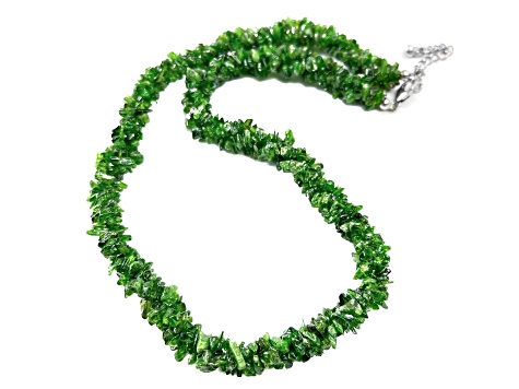 Chrome Diopside Beaded Sterling Silver Necklace 175.00ctw