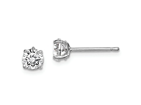 Sterling Silver Rhodium-plated 5mm Round CZ Stud Earrings