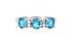 Blue Topaz Rhodium Over Sterling Silver Round Moissanite 3-Stone Ring